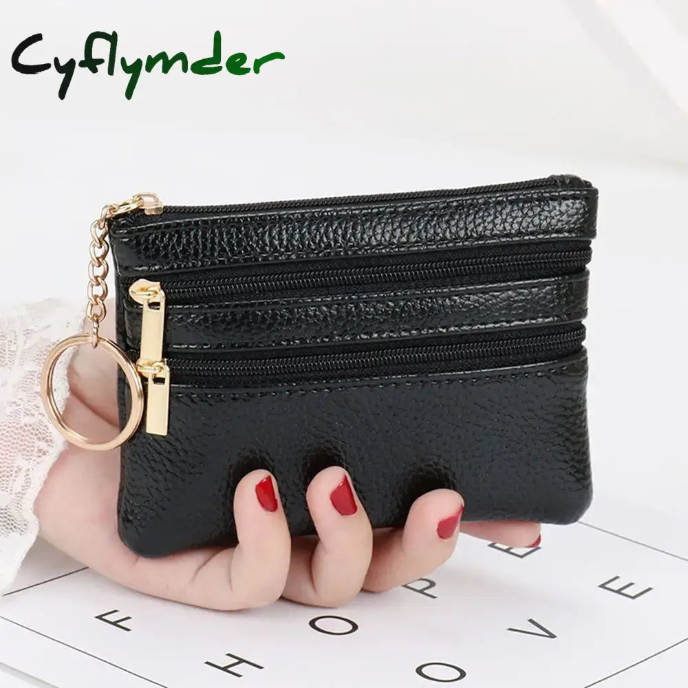 Cyflymder Fashion Women Wallet Clutch Three Zip Female Short Small Coin Purse New Brand Design Soft Mini Card Holder