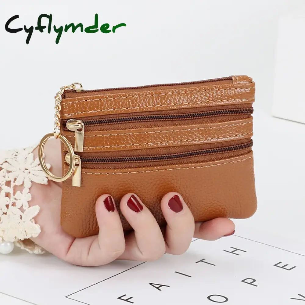 Cyflymder Fashion Women Wallet Clutch Three Zip Female Short Small Coin Purse New Brand Design Soft Mini Card Holder