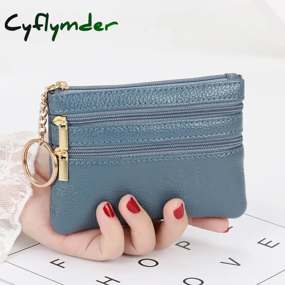 Cyflymder Fashion Women Wallet Clutch Three Zip Female Short Small Coin Purse New Brand Design Soft Mini Card Holder