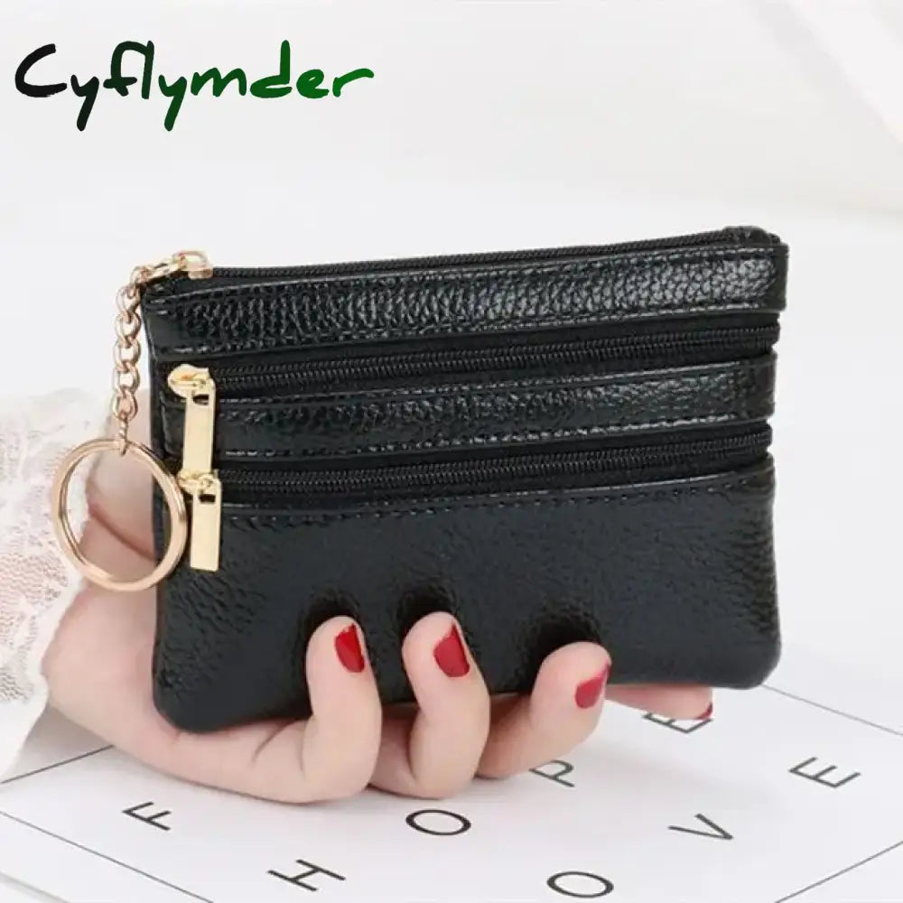 Cyflymder Fashion Women Wallet Clutch Three Zip Female Short Small Coin Purse New Brand Design Soft Mini Card Holder