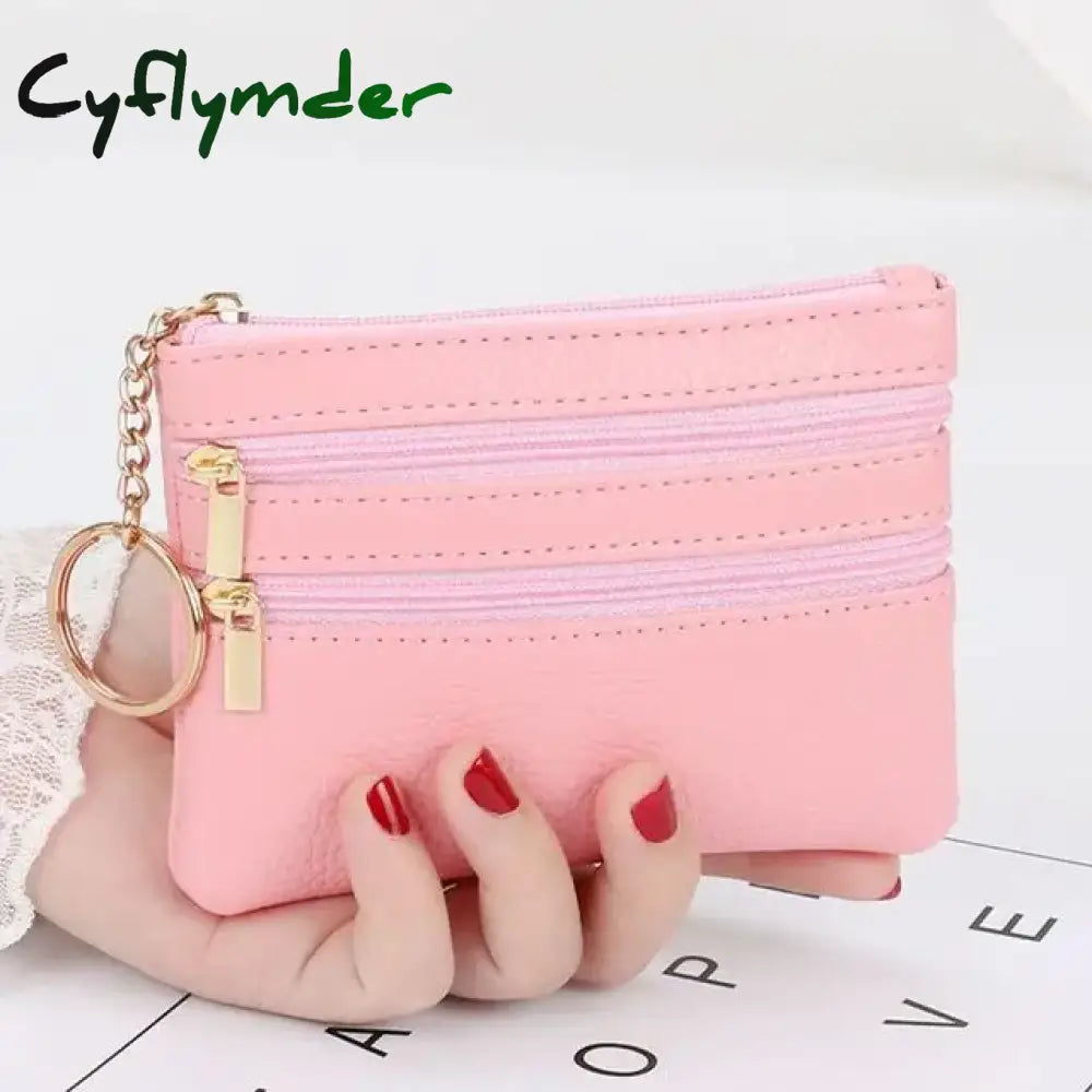 Cyflymder Fashion Women Wallet Clutch Three Zip Female Short Small Coin Purse New Brand Design Soft Mini Card Holder