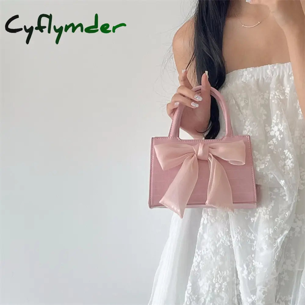 Cyflymder Fashion Women’s Clutch Purse Handbags Summer Pink Bowknot Female Underarm Bags Sweet