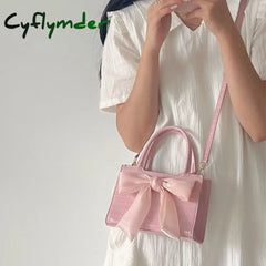 Cyflymder Fashion Women’s Clutch Purse Handbags Summer Pink Bowknot Female Underarm Bags Sweet