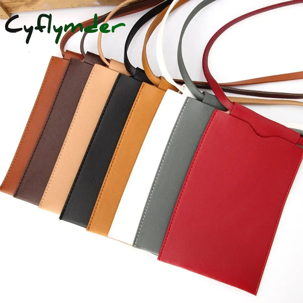 Cyflymder Fashion Women’s Mobile Phone Wallet Bag Pu Leather Messenger Solid Color Mini Holder