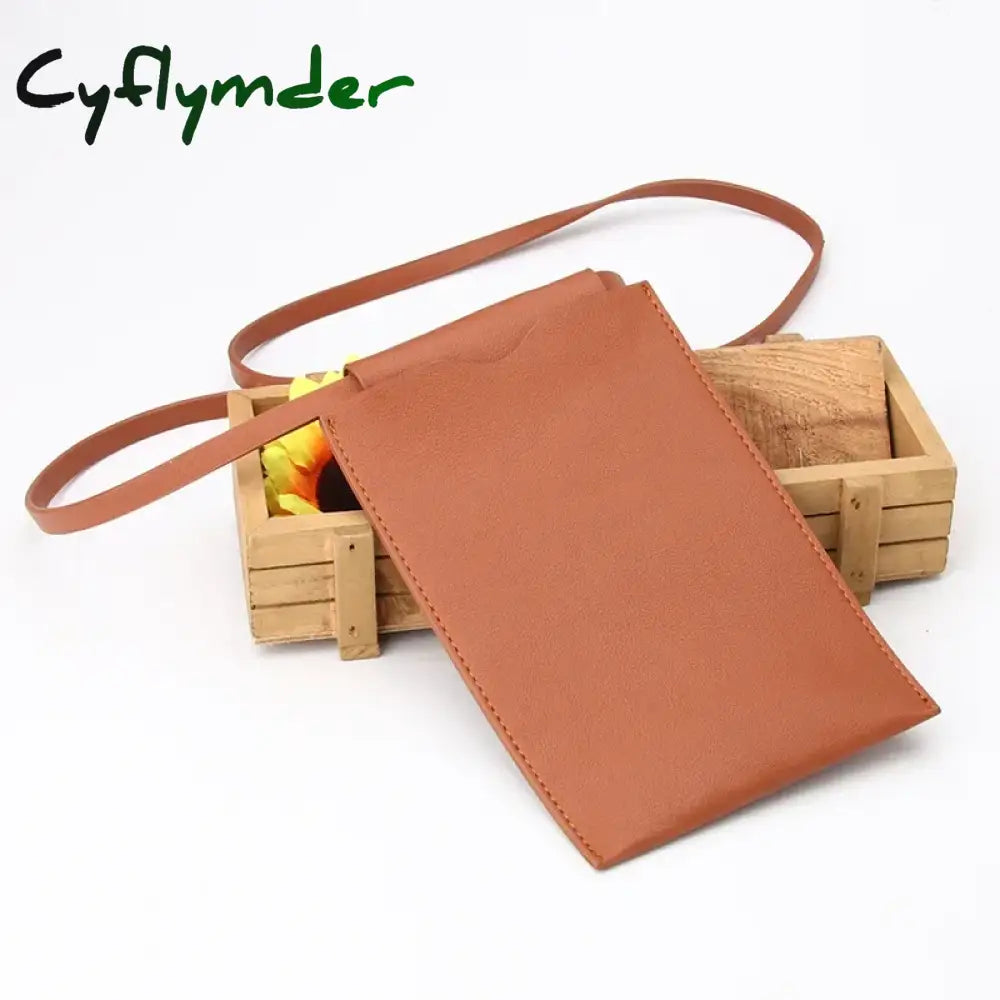 Cyflymder Fashion Women’s Mobile Phone Wallet Bag Pu Leather Messenger Solid Color Mini Holder