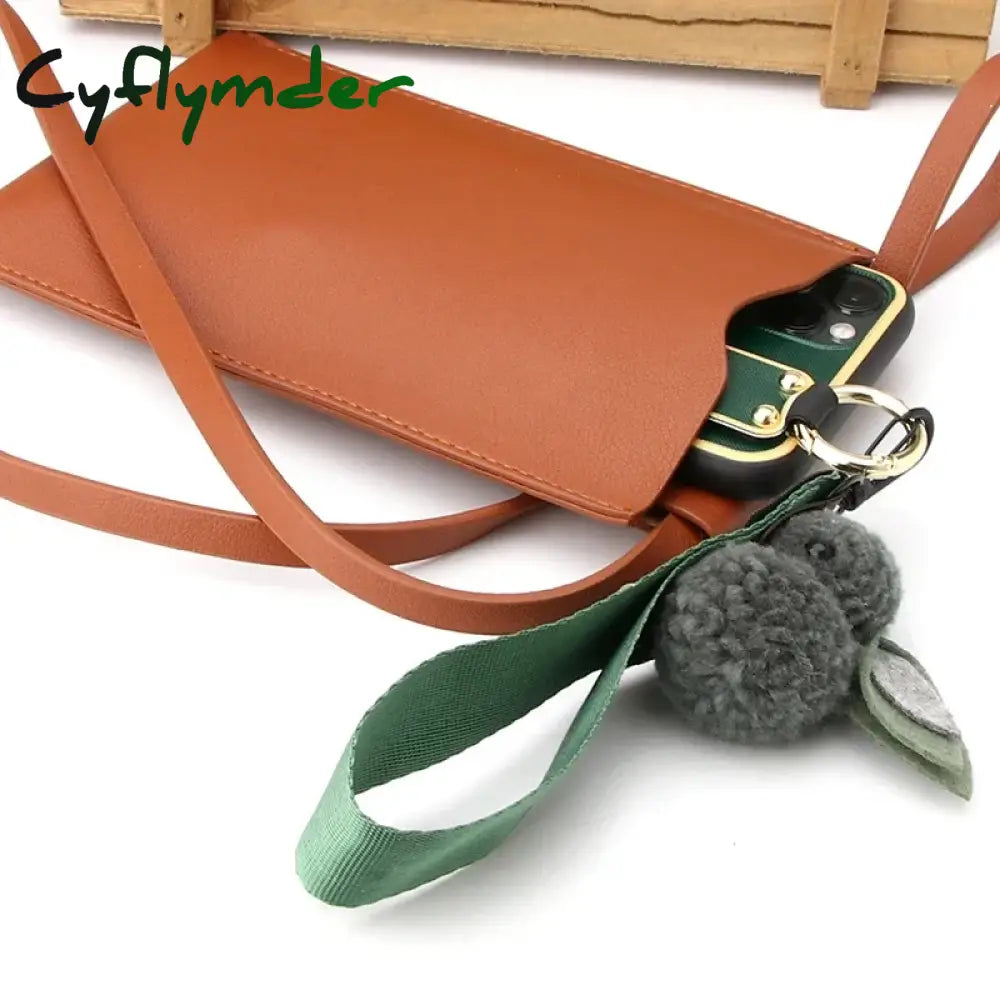 Cyflymder Fashion Women’s Mobile Phone Wallet Bag Pu Leather Messenger Solid Color Mini Holder