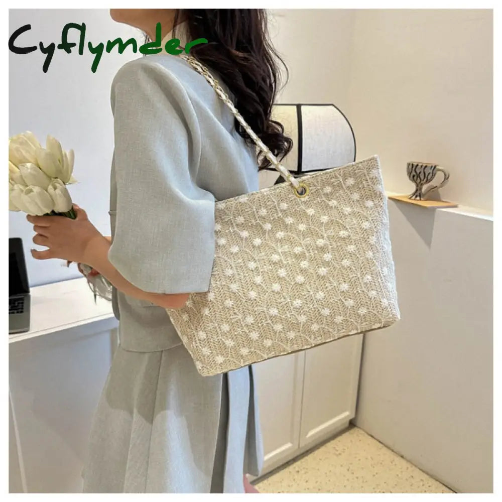 Cyflymder Fashion Women’s Weave Bag Simple Zipper Lace Handbags Solid Causal Crossbody Large
