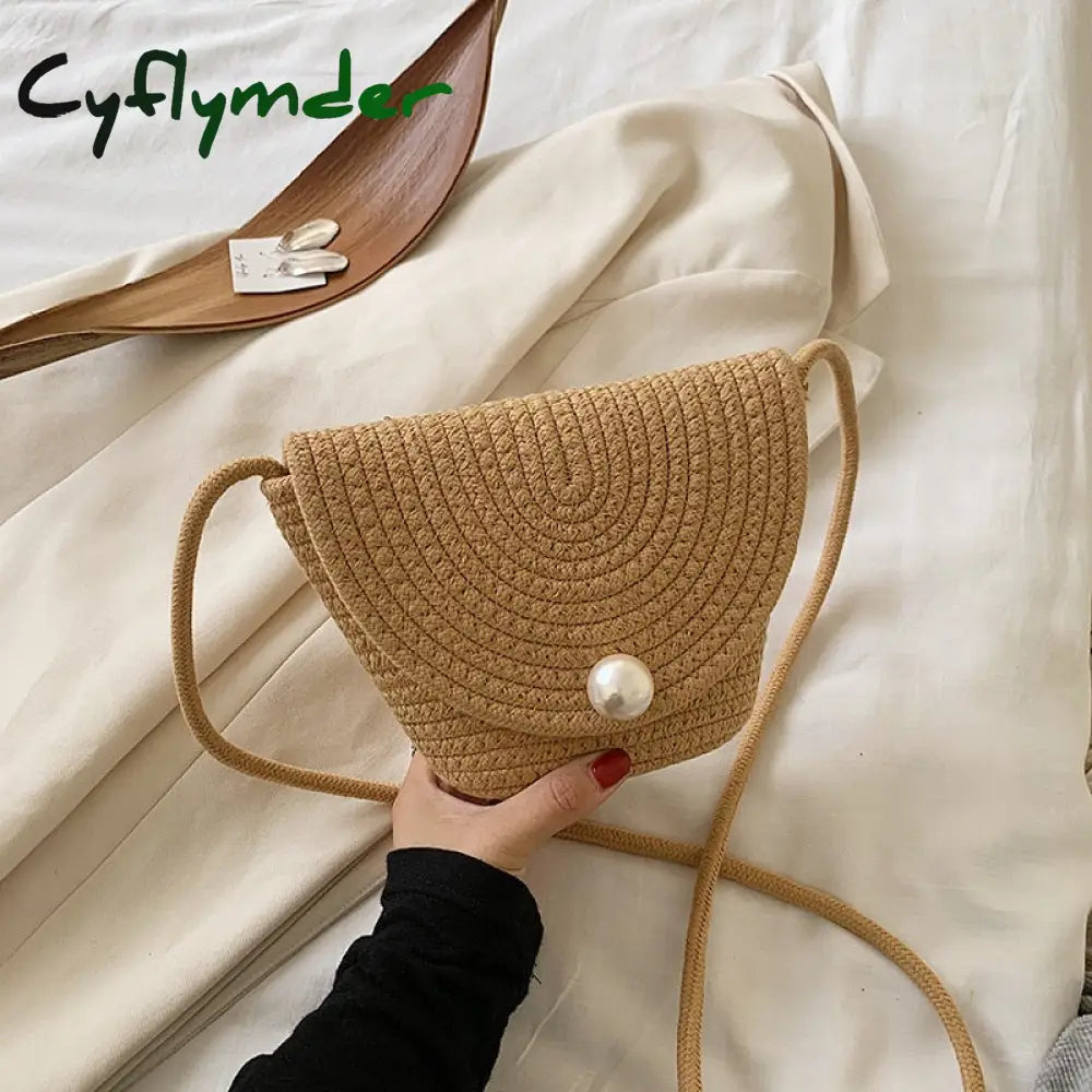 Cyflymder Fashion Woven Bag Women Square Summer Beach Shoulder Vintage Straw Female Crossbody