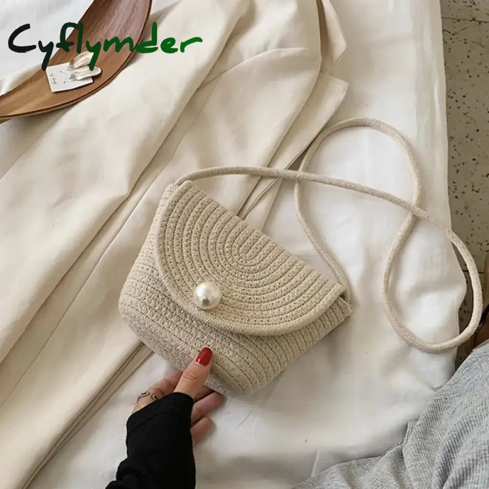 Cyflymder Fashion Woven Bag Women Square Summer Beach Shoulder Vintage Straw Female Crossbody