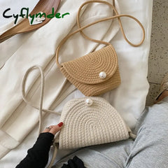 Cyflymder Fashion Woven Bag Women Square Summer Beach Shoulder Vintage Straw Female Crossbody