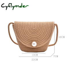 Cyflymder Fashion Woven Bag Women Square Summer Beach Shoulder Vintage Straw Female Crossbody