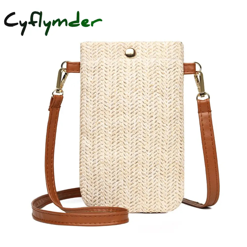 Cyflymder Fashion Woven Straw Ladies Crossbody Messenger Bag Summer Bohemia Beach Rattan Shoulder