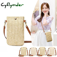 Cyflymder Fashion Woven Straw Ladies Crossbody Messenger Bag Summer Bohemia Beach Rattan Shoulder