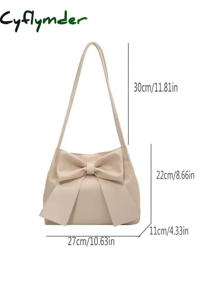 Cyflymder Fashionable Large Capacity Bow Knot Shoulder Bag Cute Kawaii Decor Water Bucket