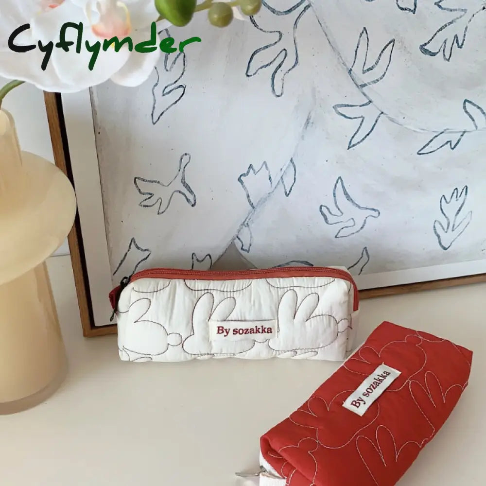 Cyflymder Fashon Pencil Case Ins Simplicity Cute Rabbit Style Bag Portable High Capacity Stationery