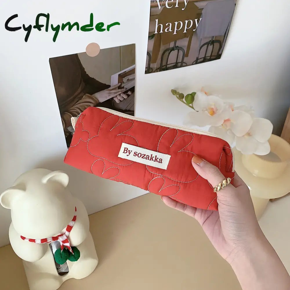 Cyflymder Fashon Pencil Case Ins Simplicity Cute Rabbit Style Bag Portable High Capacity Stationery