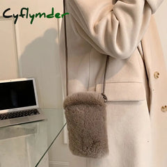 Cyflymder Faux Fur Women’s Small Shoulder Messenger Bag Luxury Designer Soft Plush Ladies Mini