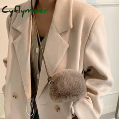 Cyflymder Faux Fur Women’s Small Shoulder Messenger Bag Luxury Designer Soft Plush Ladies Mini