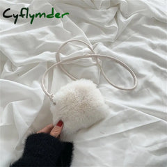 Cyflymder Faux Fur Women’s Small Shoulder Messenger Bag Luxury Designer Soft Plush Ladies Mini