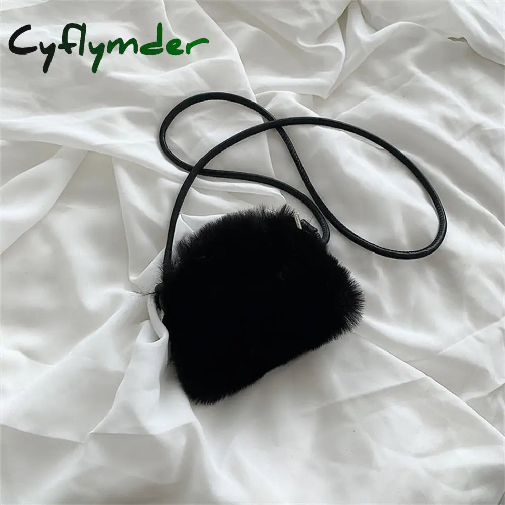 Cyflymder Faux Fur Women’s Small Shoulder Messenger Bag Luxury Designer Soft Plush Ladies Mini