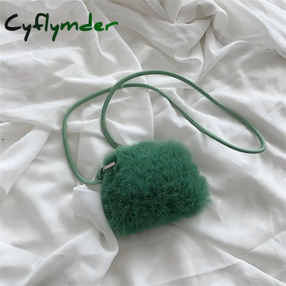 Cyflymder Faux Fur Women’s Small Shoulder Messenger Bag Luxury Designer Soft Plush Ladies Mini