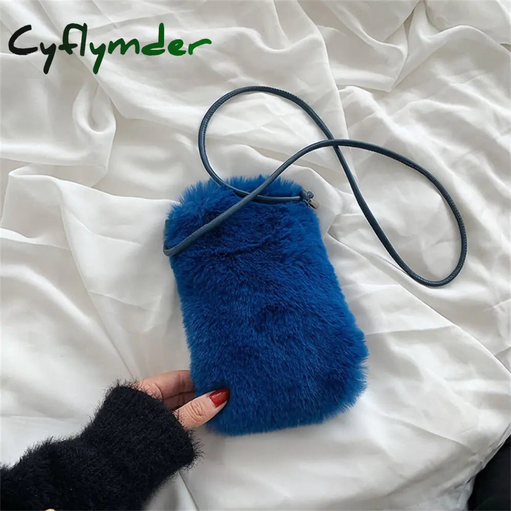 Cyflymder Faux Fur Women’s Small Shoulder Messenger Bag Luxury Designer Soft Plush Ladies Mini