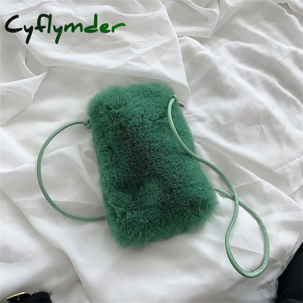 Cyflymder Faux Fur Women’s Small Shoulder Messenger Bag Luxury Designer Soft Plush Ladies Mini