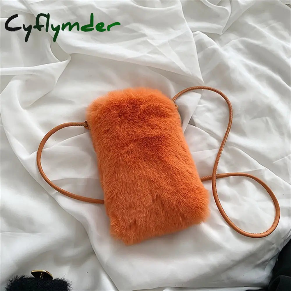 Cyflymder Faux Fur Women’s Small Shoulder Messenger Bag Luxury Designer Soft Plush Ladies Mini