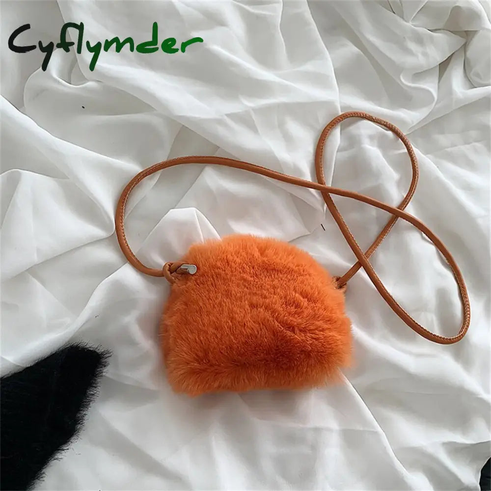 Cyflymder Faux Fur Women’s Small Shoulder Messenger Bag Luxury Designer Soft Plush Ladies Mini