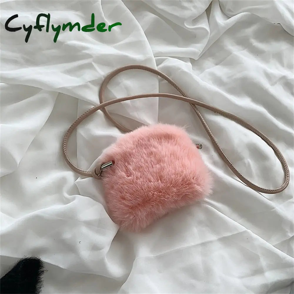 Cyflymder Faux Fur Women’s Small Shoulder Messenger Bag Luxury Designer Soft Plush Ladies Mini