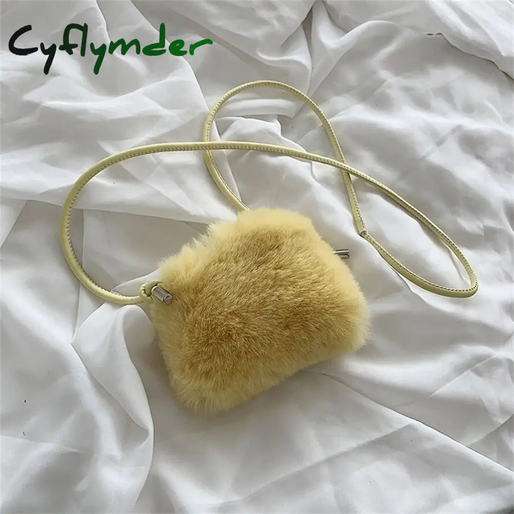 Cyflymder Faux Fur Women’s Small Shoulder Messenger Bag Luxury Designer Soft Plush Ladies Mini