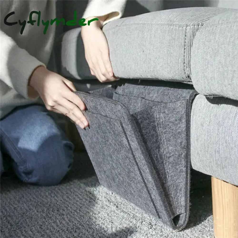 Cyflymder Felt Bedside Storage Bag Organizer Bed Desk Sofa Tv Remote Control Hanging Caddy Couch
