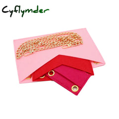 Cyflymder Felt Organizer Handbag Kirigami Insert Of 3 With Golden Chain Crossbody Bag Pochette