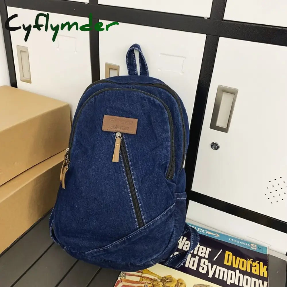 Cyflymder Female Canvas Travel Denim Book Bag Ladies Kawaii Backpack Women Leisure School Girls