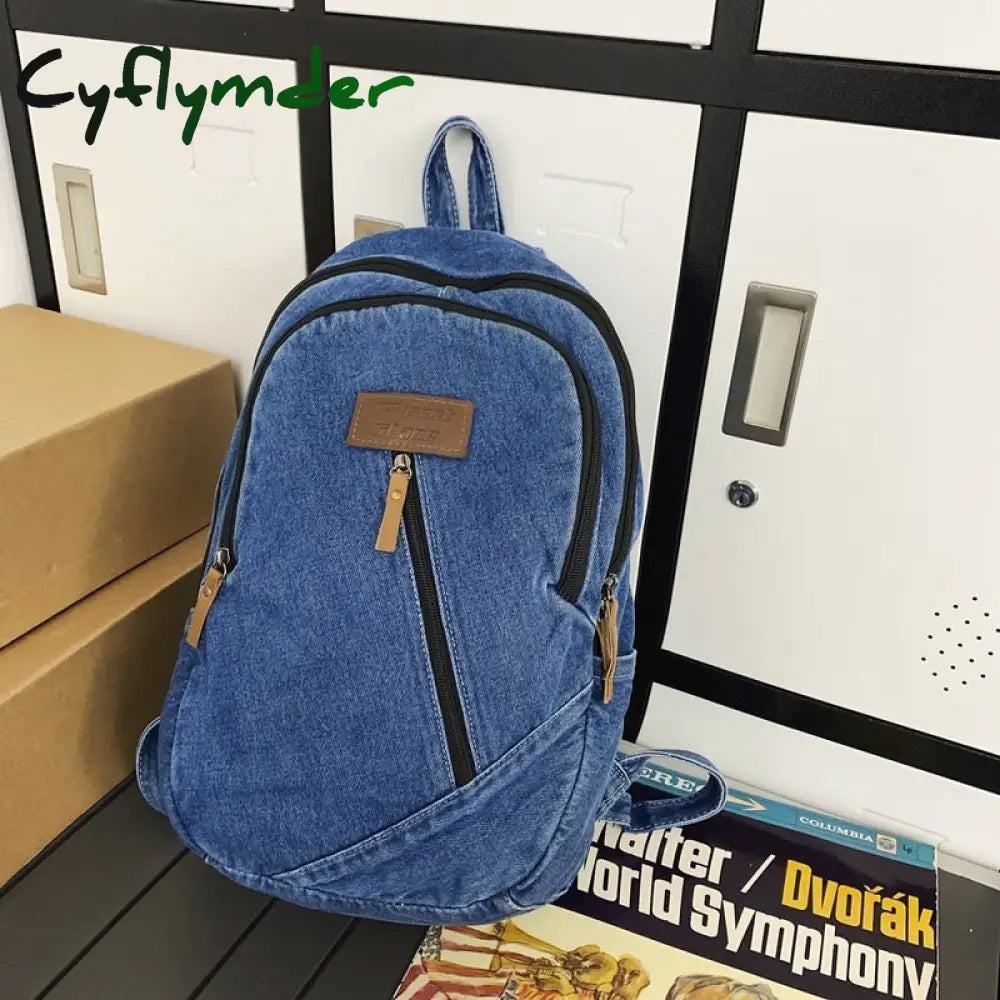 Cyflymder Female Canvas Travel Denim Book Bag Ladies Kawaii Backpack Women Leisure School Girls