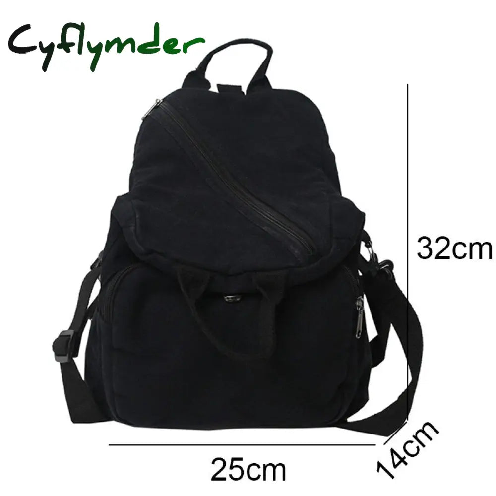 Cyflymder Female Canvas Vintage Backpack Fashion Women Laptop Bags Brown Trendy Lady Small Girl