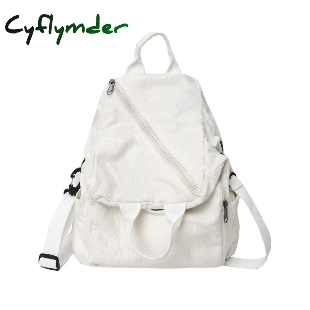 Cyflymder Female Canvas Vintage Backpack Fashion Women Laptop Bags Brown Trendy Lady Small Girl
