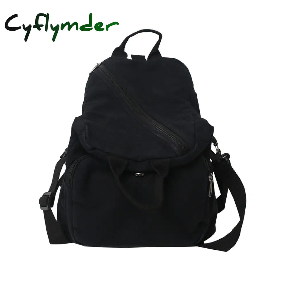Cyflymder Female Canvas Vintage Backpack Fashion Women Laptop Bags Brown Trendy Lady Small Girl