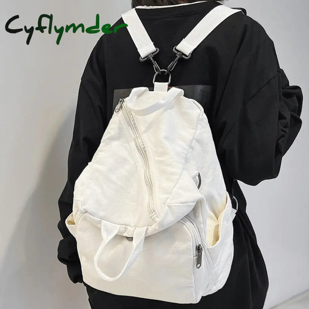 Cyflymder Female Canvas Vintage Backpack Fashion Women Laptop Bags Brown Trendy Lady Small Girl