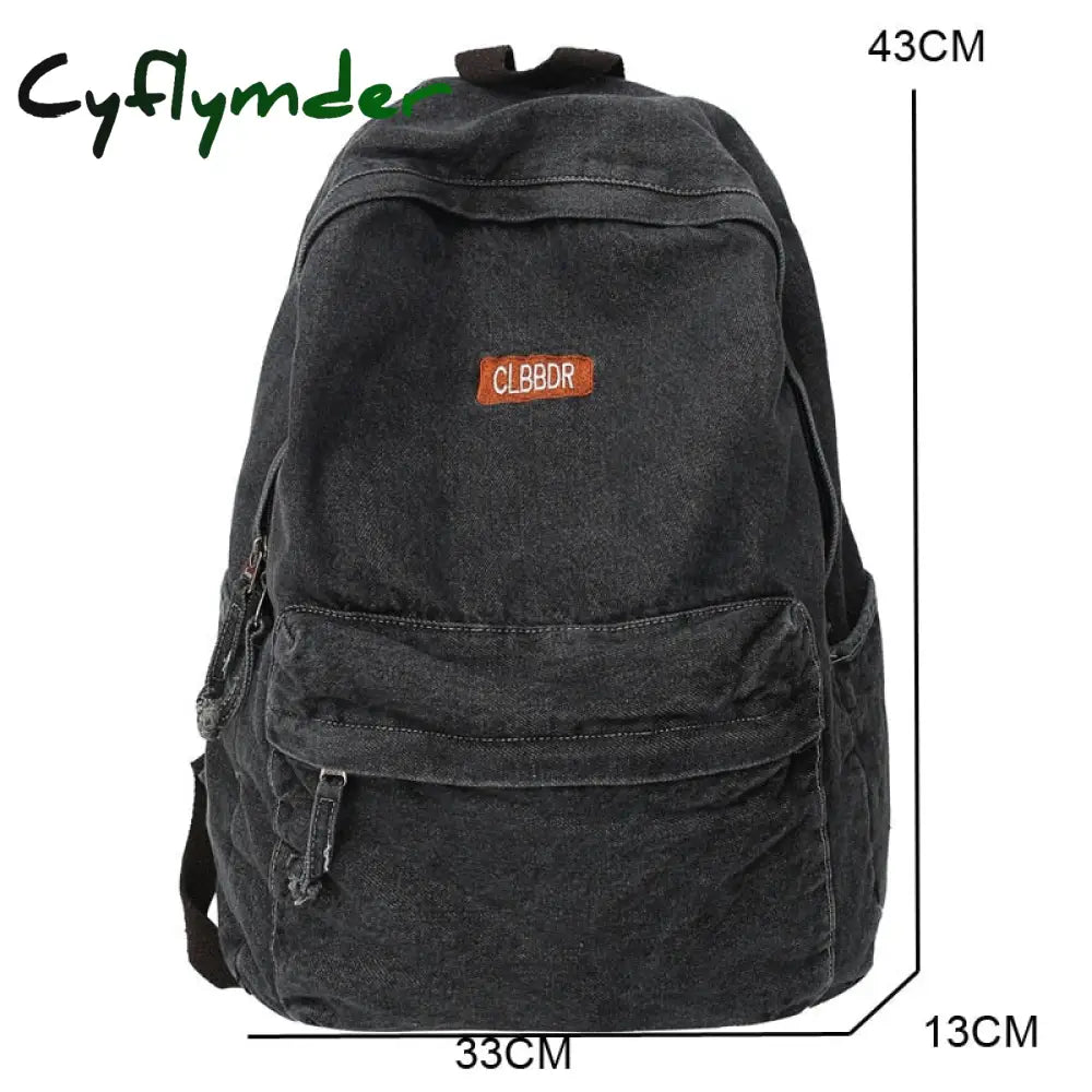 Cyflymder Female Canvas Vintage College Backpack Women Laptop Denim School Fashion Girl Travel