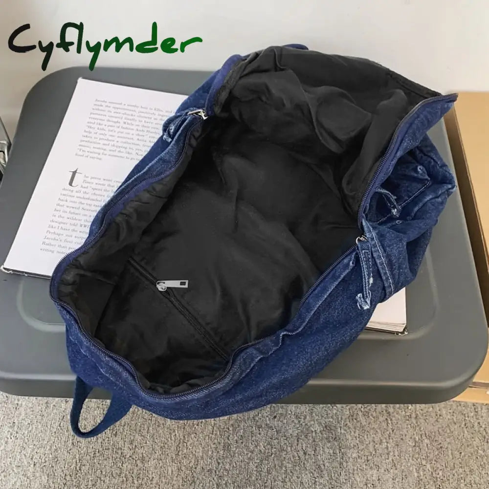 Cyflymder Female Canvas Vintage College Backpack Women Laptop Denim School Fashion Girl Travel