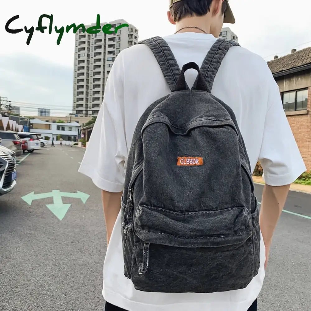 Cyflymder Female Canvas Vintage College Backpack Women Laptop Denim School Fashion Girl Travel
