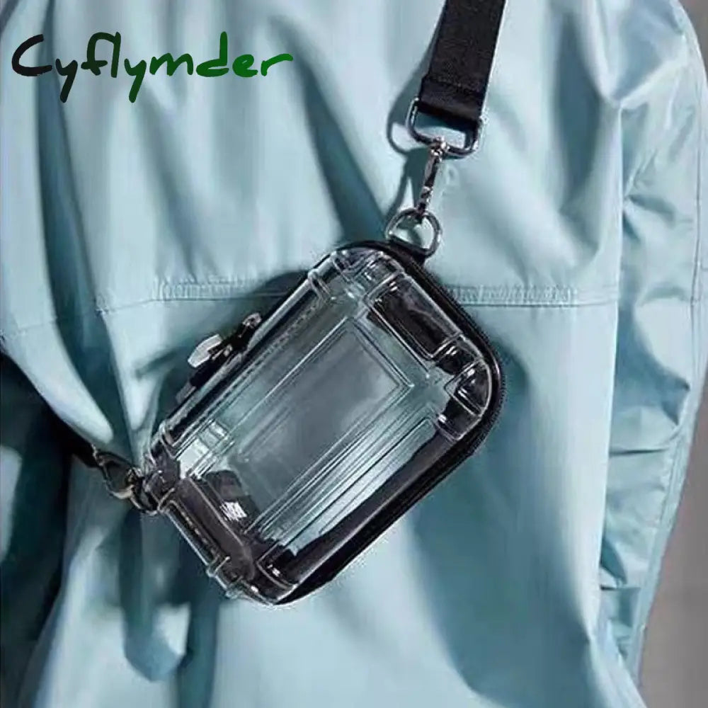Cyflymder Female Crossbaody Bag Transparent Pc Cosmetic Design Suitcase Zipper Shoulder Messenger