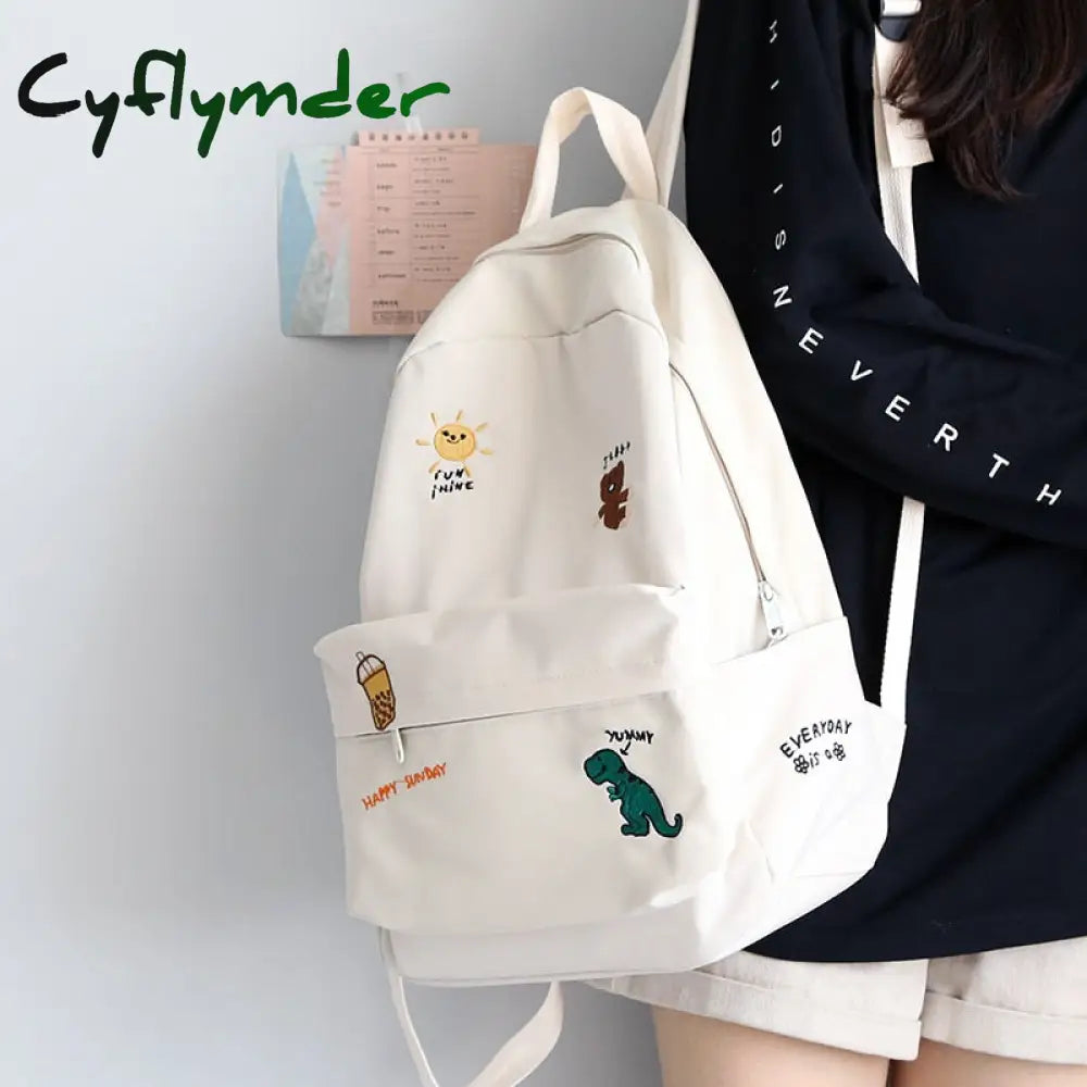 Cyflymder Female Cute Embroidery Backpack Women Harajuku School Bag Teenage Book Ladies Kawaii