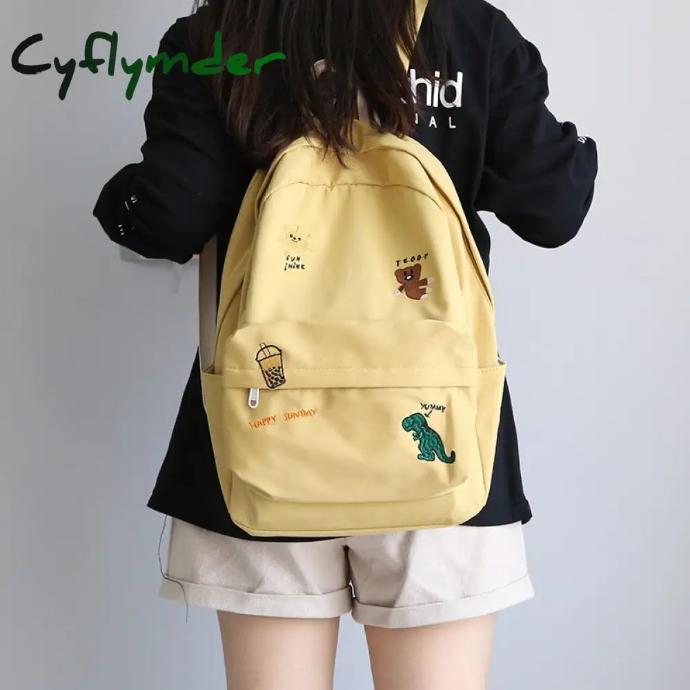 Cyflymder Female Cute Embroidery Backpack Women Harajuku School Bag Teenage Book Ladies Kawaii