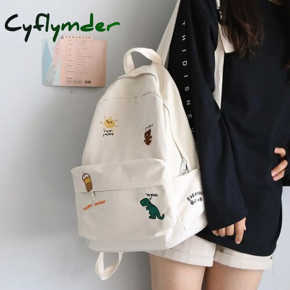 Cyflymder Female Cute Embroidery Backpack Women Harajuku School Bag Teenage Book Ladies Kawaii