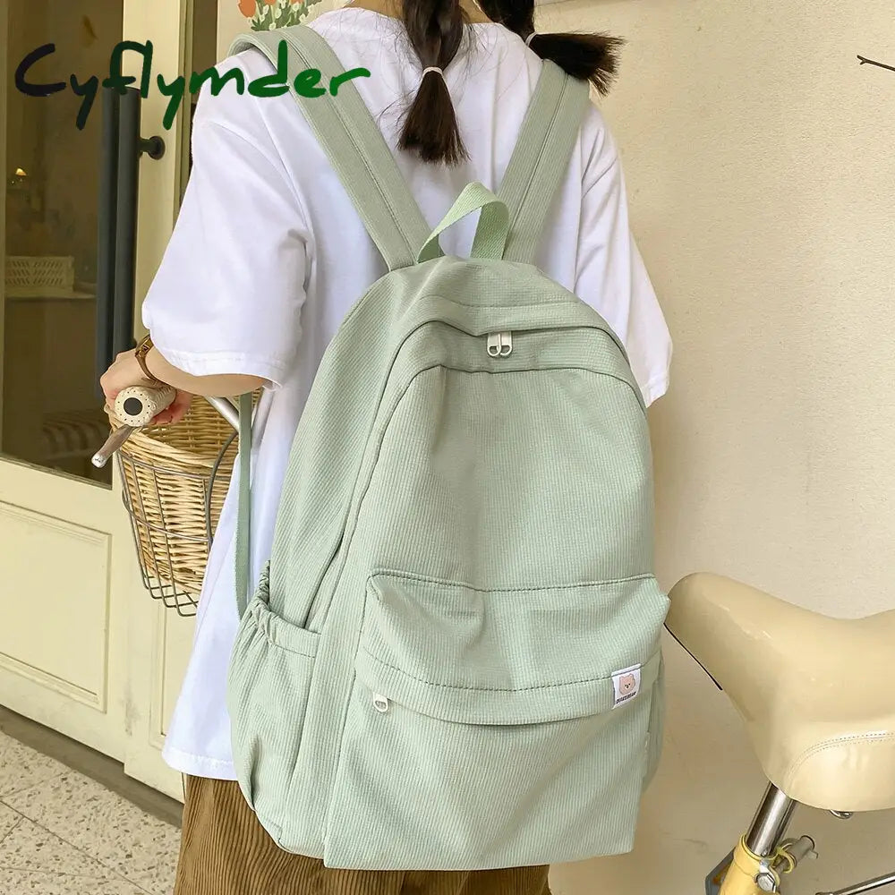 Cyflymder Female Kawaii College Bag Cotton Fabric Student Women Backpacks Cool Teenage Girl School