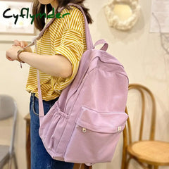 Cyflymder Female Kawaii College Bag Cotton Fabric Student Women Backpacks Cool Teenage Girl School