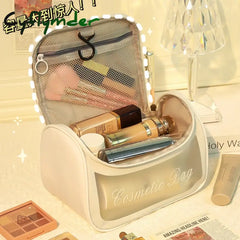 Cyflymder Female Makeup Bag Solid Color Transparent Simple Large-Capacity Cosmetic Travel Portable