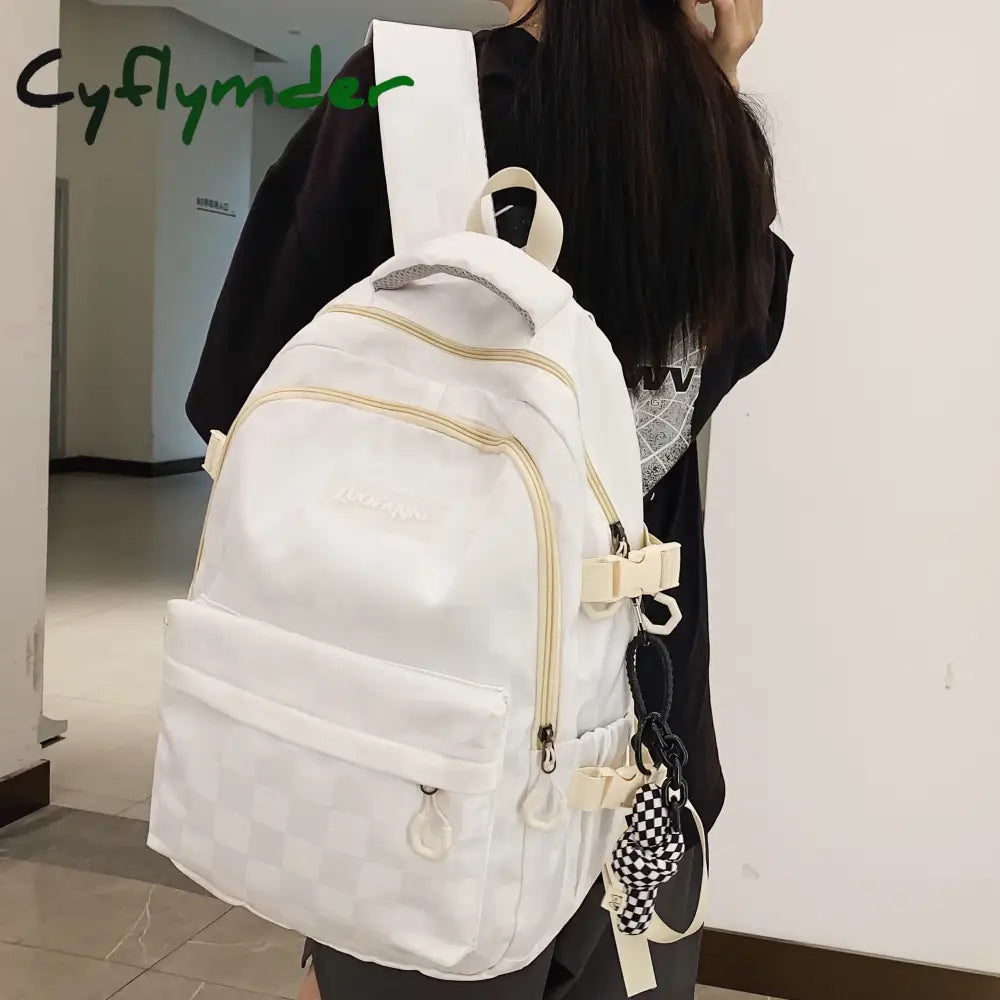 Cyflymder Female Men High Capacity Travel Book Bag Girl Boy Lattice Schoolbag Male Women Plaid
